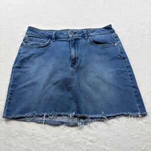 Calvin Klein Jeans Denim Mini Skirt Womens 10 Blue Excellent Raw Hem J20J208631